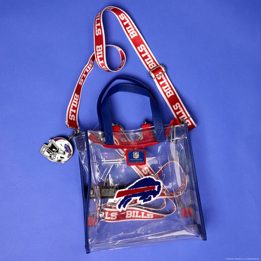 Loungefly NFL Buffalo Bills Clear Convertible Backpack & Tote Crossbody Stadium Bag