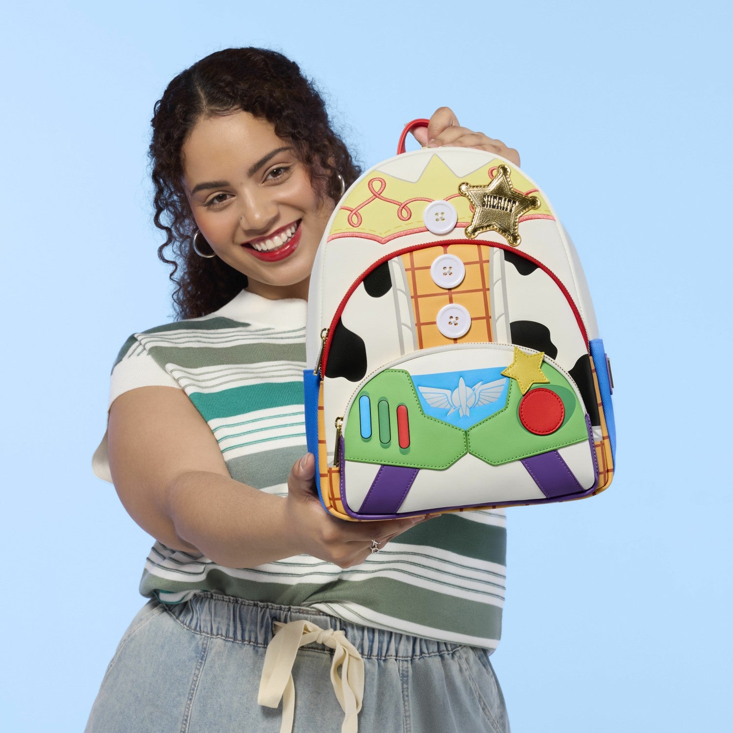 Loungefly Toy Story 5 Triple Pocket Jessie, Woody, & Buzz Midi Backpack