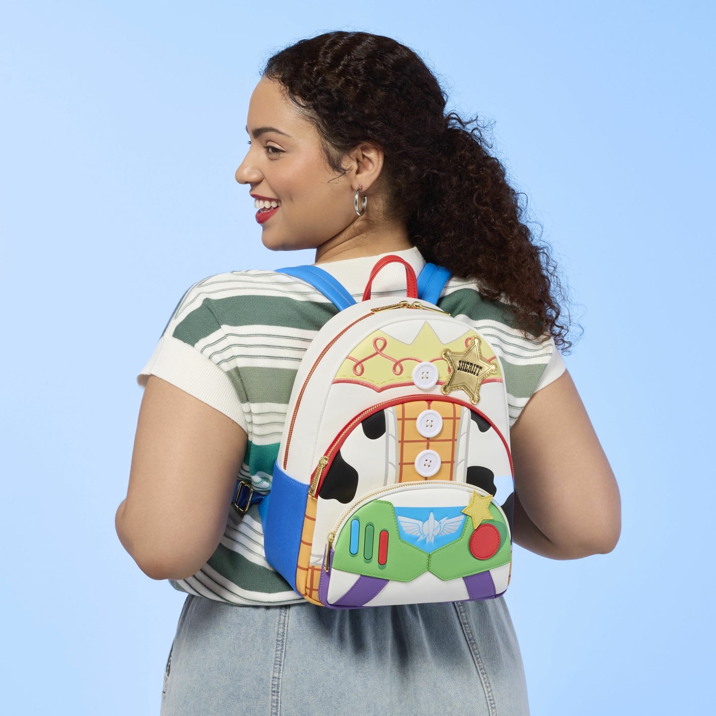 Loungefly Toy Story 5 Triple Pocket Jessie, Woody, & Buzz Midi Backpack