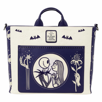 Loungefly The Nightmare Before Christmas Jack Skellington & Sally Night Sky Convertible Backpack and Tote Crossbody Bag