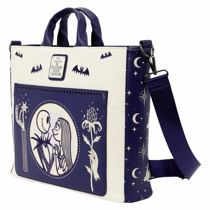 Loungefly The Nightmare Before Christmas Jack Skellington & Sally Night Sky Convertible Backpack and Tote Crossbody Bag