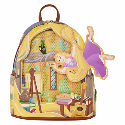 Loungefly Tangled Rapunzel Glow Pin Trader Mini Backpack