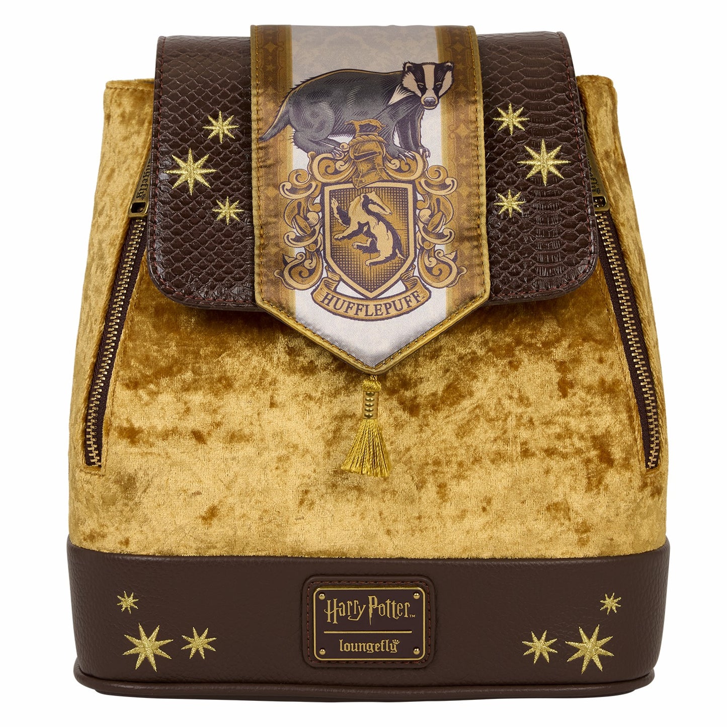 Loungefly Exclusive Harry Potter Hufflepuff Banner Velvet Mini Backpack