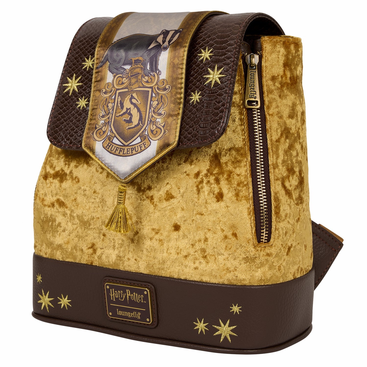 Loungefly Exclusive Harry Potter Hufflepuff Banner Velvet Mini Backpack