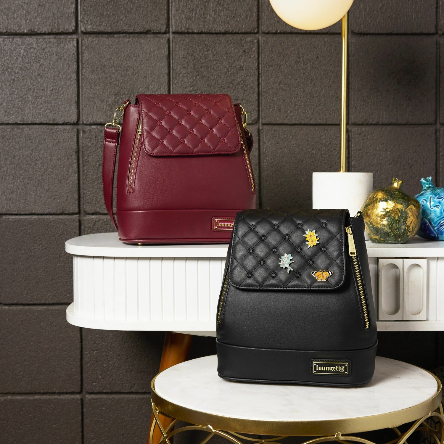 Loungefly Loungefly The Lilly Black Convertible Mini Backpack & Crossbody Pin Trader Bag