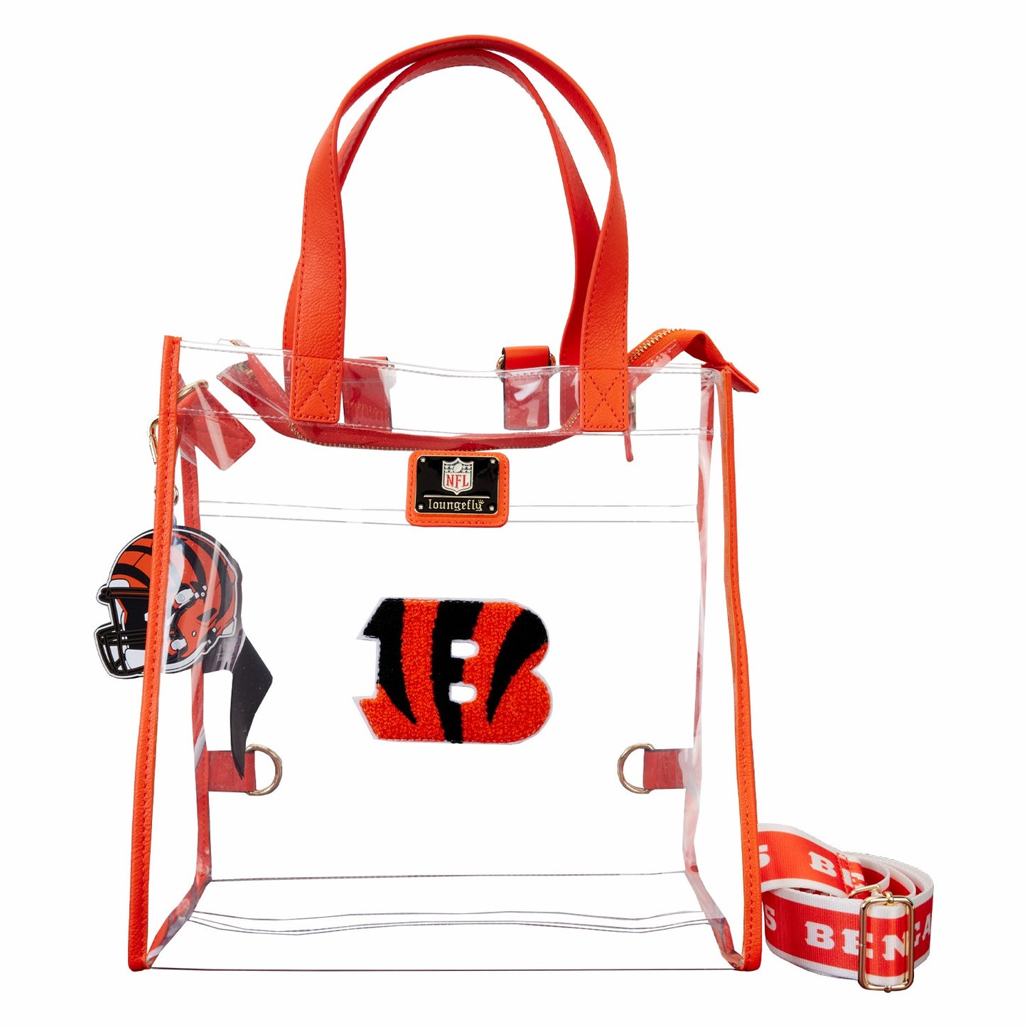 Loungefly NFL Cincinnati Bengals Clear Convertible Backpack & Tote Crossbody Stadium Bag