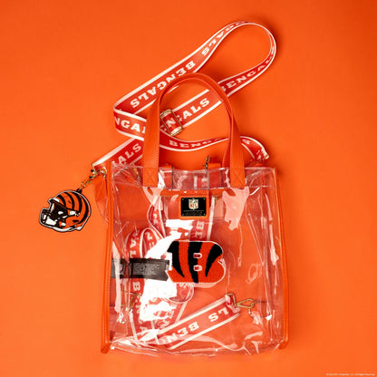 Loungefly NFL Cincinnati Bengals Clear Convertible Backpack & Tote Crossbody Stadium Bag