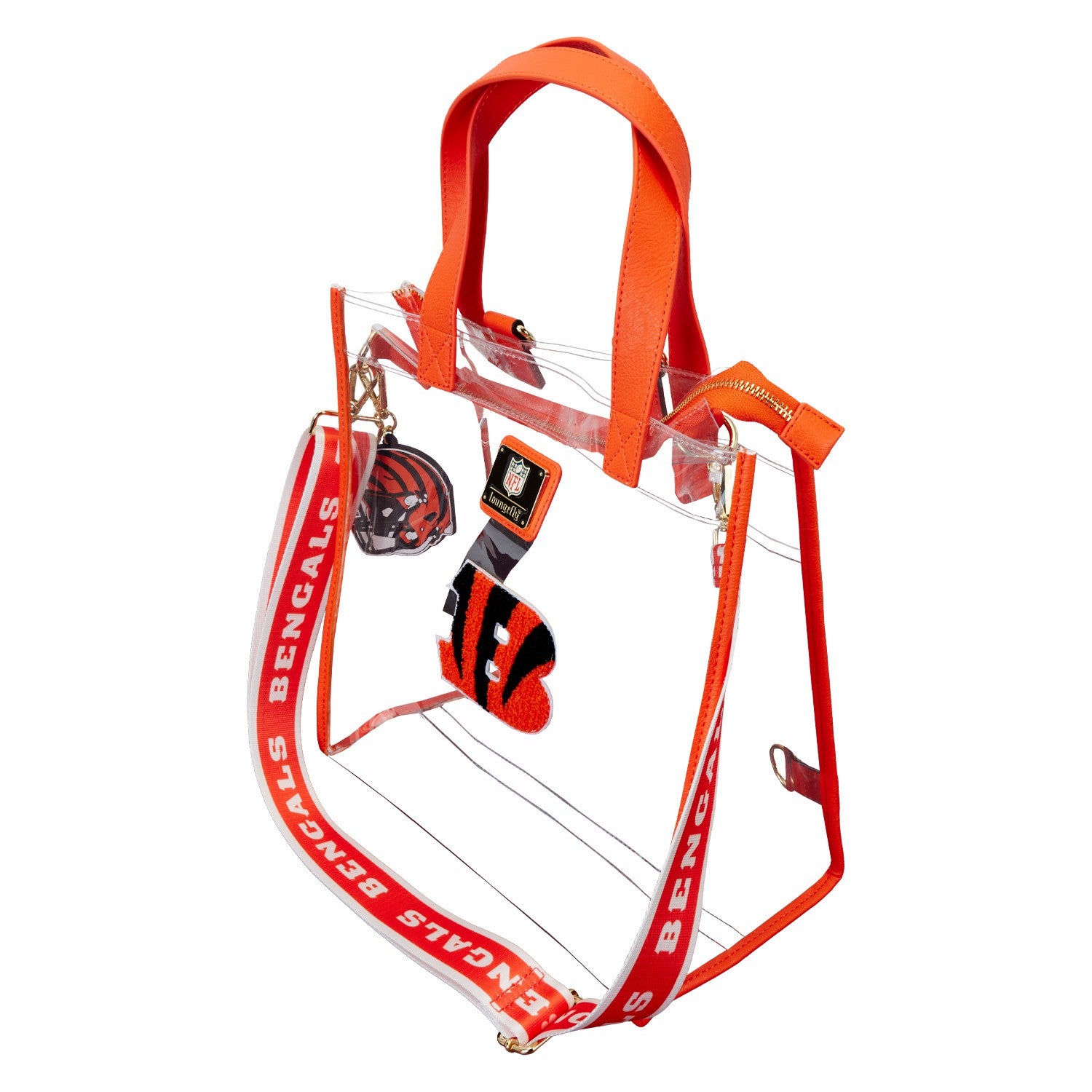 Loungefly NFL Cincinnati Bengals Clear Convertible Backpack & Tote Crossbody Stadium Bag