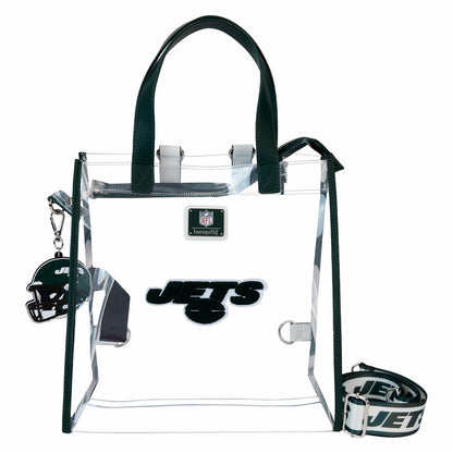 Loungefly NFL New York Jets Clear Convertible Backpack & Tote Crossbody Stadium Bag