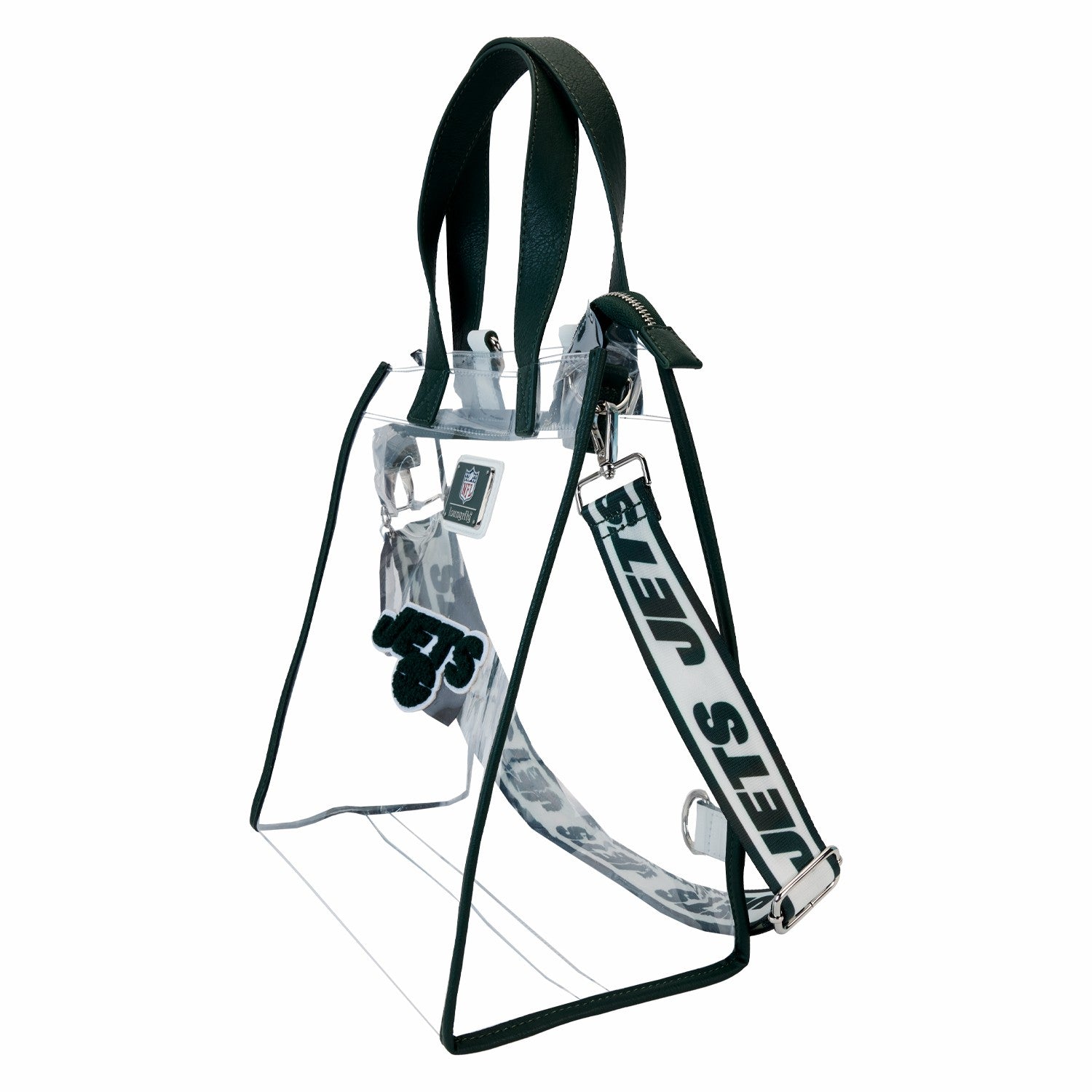 Loungefly NFL New York Jets Clear Convertible Backpack & Tote Crossbody Stadium Bag