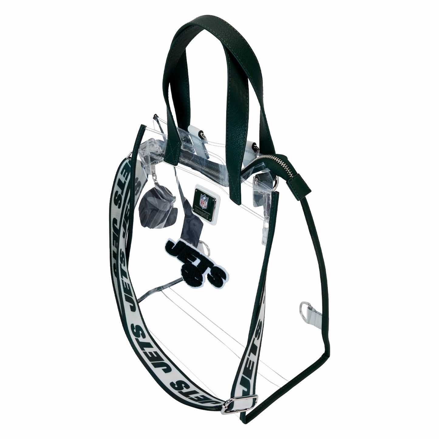 Loungefly NFL New York Jets Clear Convertible Backpack & Tote Crossbody Stadium Bag