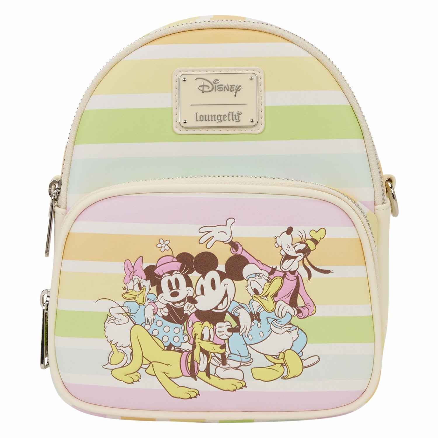 Loungefly Mickey & Friends Rainbow Stripes Convertible Mini Backpack & Crossbody Bag
