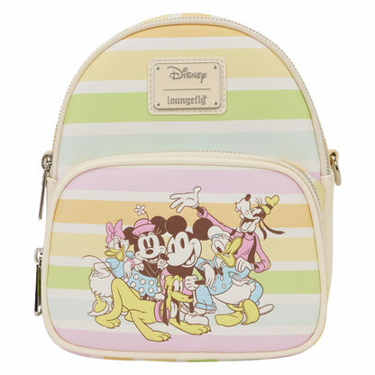 Loungefly Mickey & Friends Rainbow Stripes Convertible Mini Backpack & Crossbody Bag