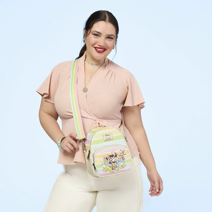 Loungefly Mickey & Friends Rainbow Stripes Convertible Mini Backpack & Crossbody Bag