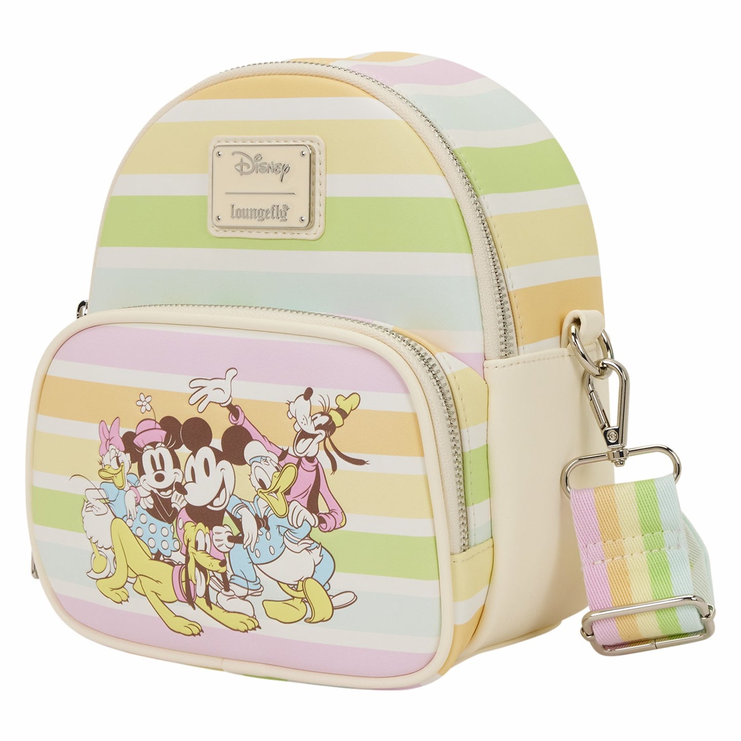 Loungefly Mickey & Friends Rainbow Stripes Convertible Mini Backpack & Crossbody Bag