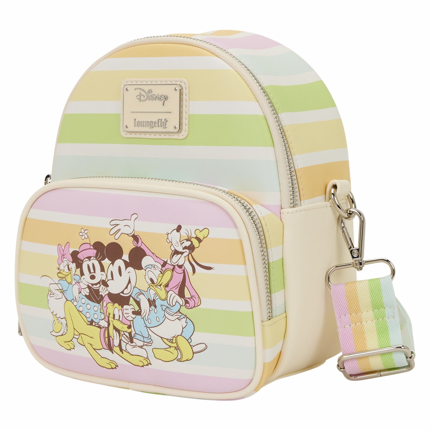 Loungefly Mickey & Friends Rainbow Stripes Convertible Mini Backpack & Crossbody Bag