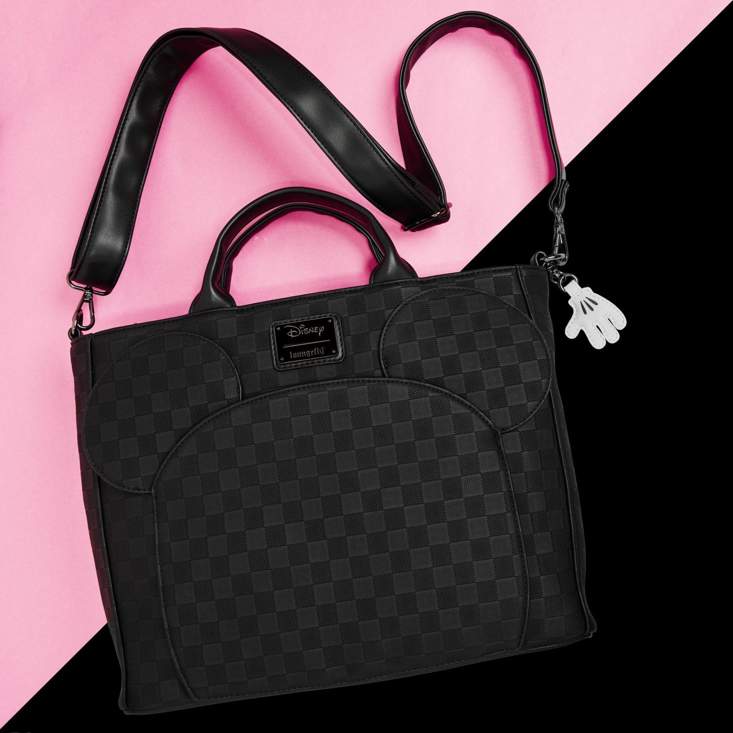 Loungefly Mickey Mouse Checkered Texture Convertible Backpack & Tote Crossbody Bag