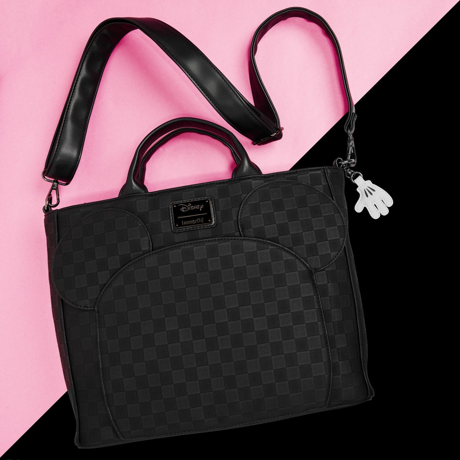 Loungefly Mickey Mouse Checkered Texture Convertible Backpack & Tote Crossbody Bag