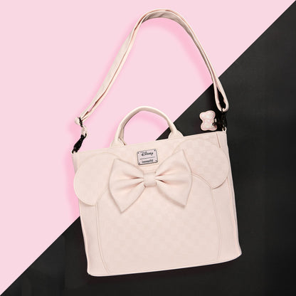 Loungefly Minnie Mouse Checkered Texture Convertible Backpack & Tote Crossbody Bag