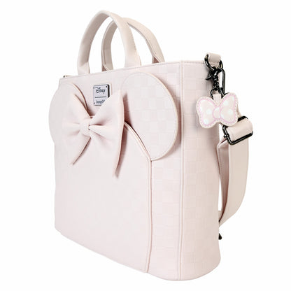 Loungefly Minnie Mouse Checkered Texture Convertible Backpack & Tote Crossbody Bag