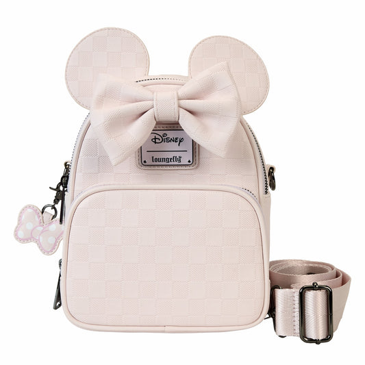 Loungefly Minnie Mouse Checkered Texture Convertible Mini Backpack & Crossbody Bag