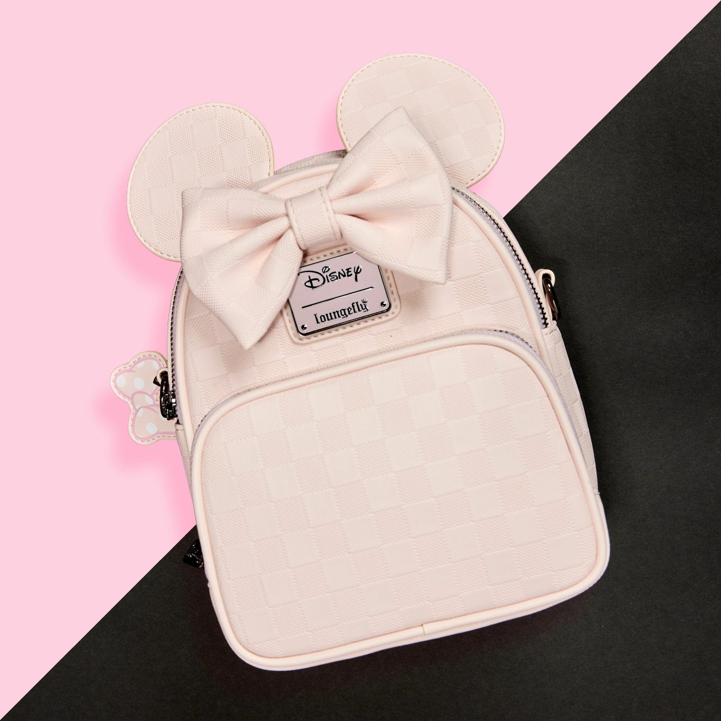 Loungefly Minnie Mouse Checkered Texture Convertible Mini Backpack & Crossbody Bag