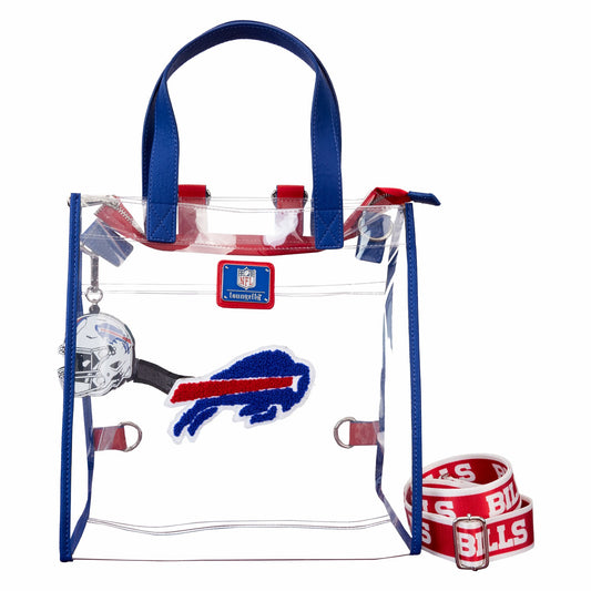 Loungefly NFL Buffalo Bills Clear Convertible Backpack & Tote Crossbody Stadium Bag