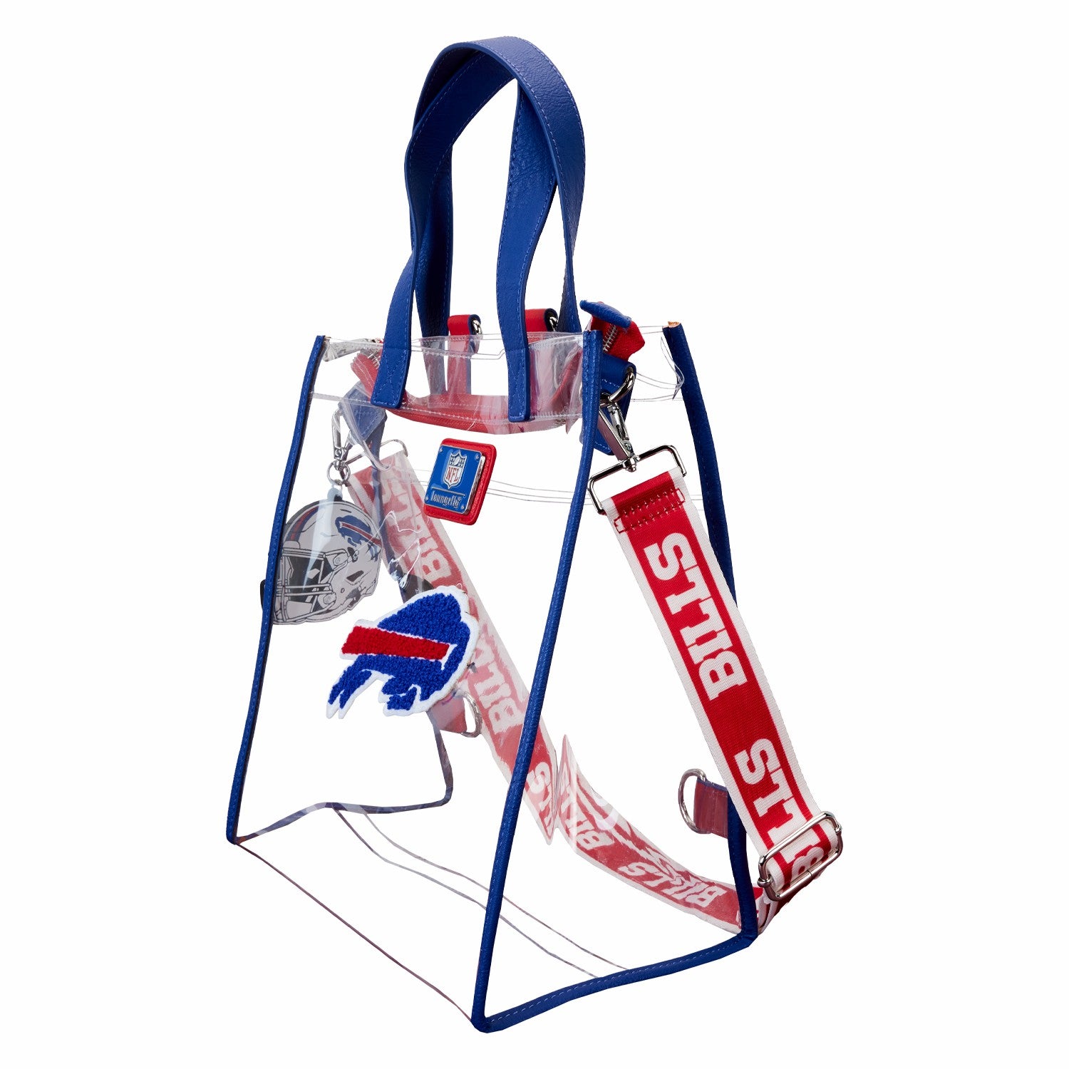 Loungefly NFL Buffalo Bills Clear Convertible Backpack & Tote Crossbody Stadium Bag