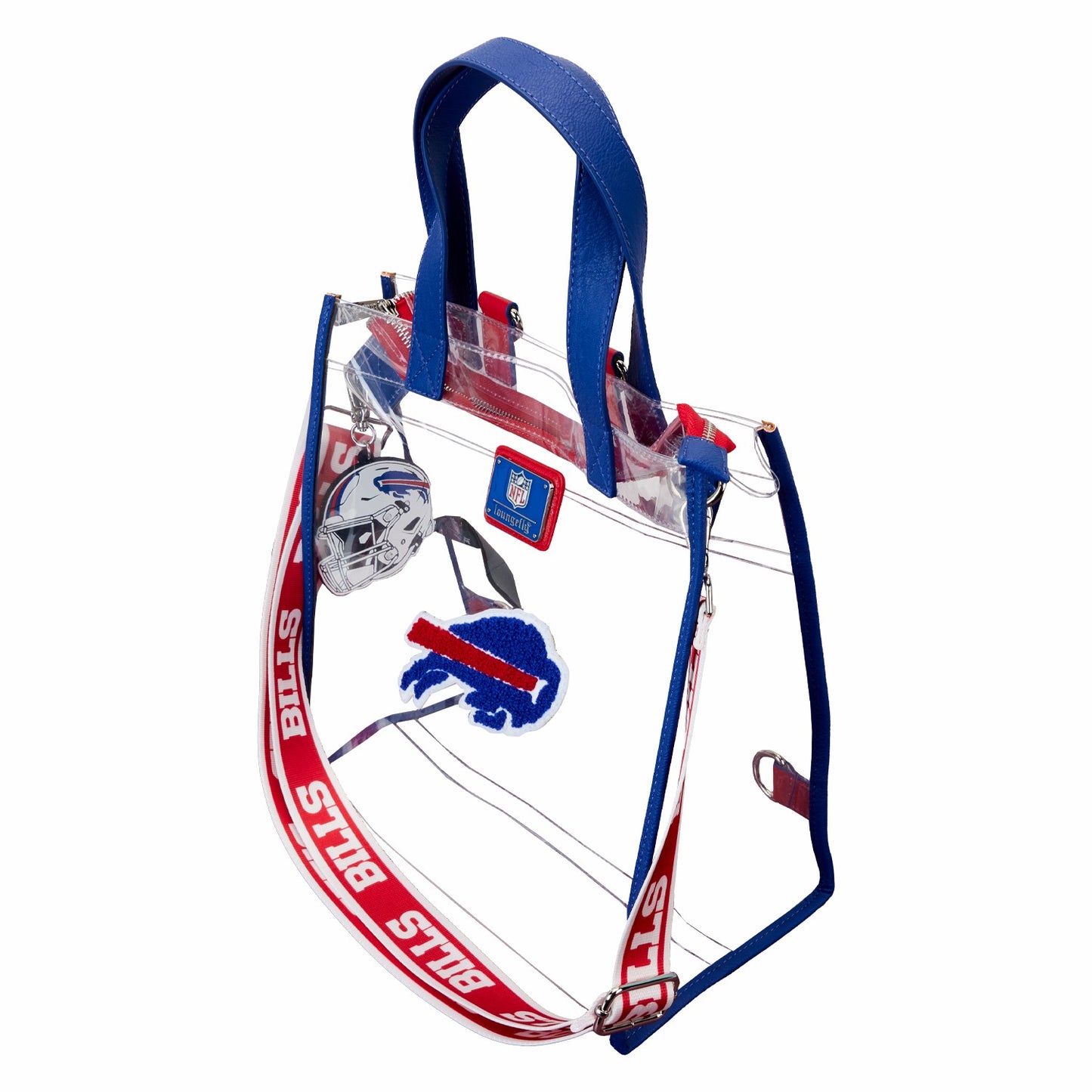 Loungefly NFL Buffalo Bills Clear Convertible Backpack & Tote Crossbody Stadium Bag