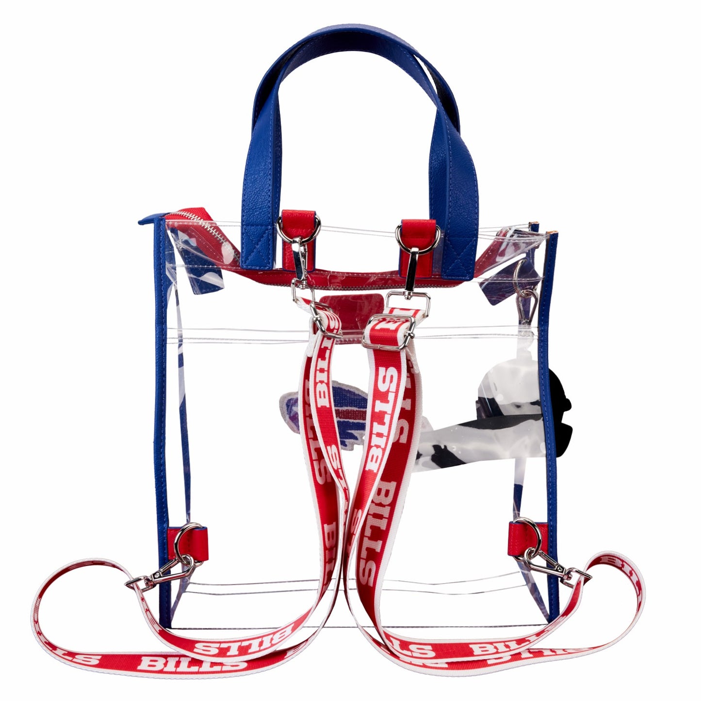 Loungefly NFL Buffalo Bills Clear Convertible Backpack & Tote Crossbody Stadium Bag