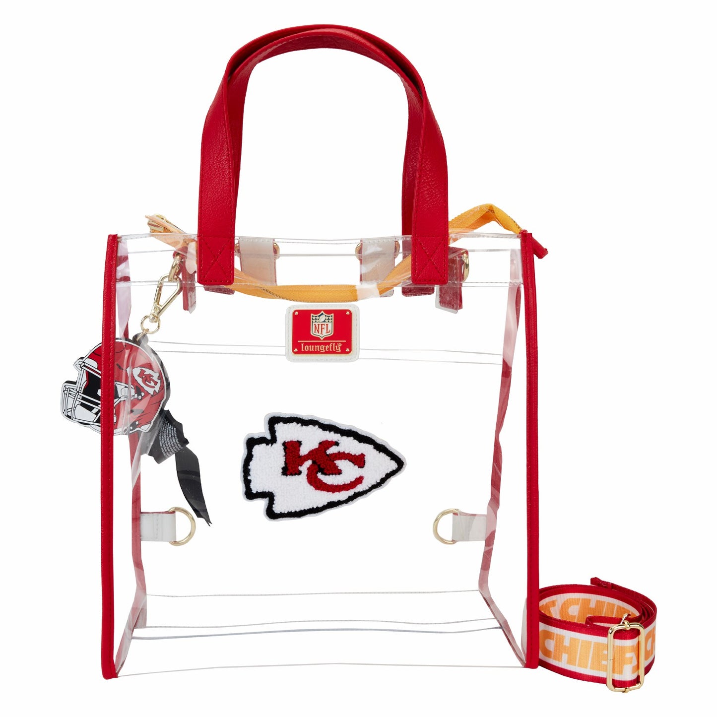 Loungefly NFL Kansas City Chiefs Clear Convertible Backpack & Tote Crossbody Stadium Bag