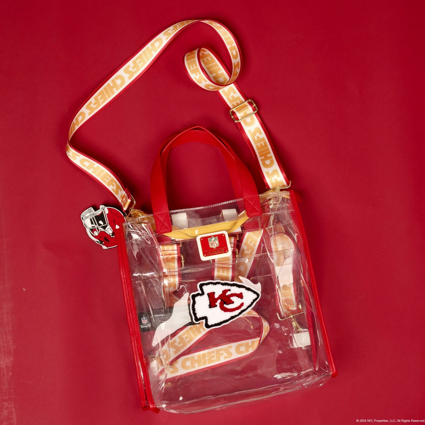 Loungefly NFL Kansas City Chiefs Clear Convertible Backpack & Tote Crossbody Stadium Bag