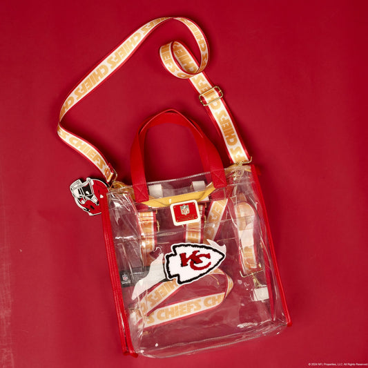 Loungefly NFL Kansas City Chiefs Clear Convertible Backpack & Tote Crossbody Stadium Bag