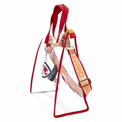 Loungefly NFL Kansas City Chiefs Clear Convertible Backpack & Tote Crossbody Stadium Bag