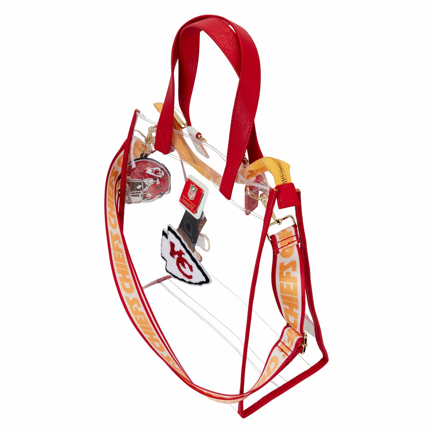 Loungefly NFL Kansas City Chiefs Clear Convertible Backpack & Tote Crossbody Stadium Bag