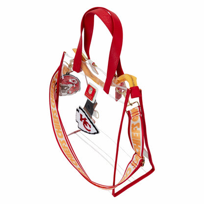 Loungefly NFL Kansas City Chiefs Clear Convertible Backpack & Tote Crossbody Stadium Bag