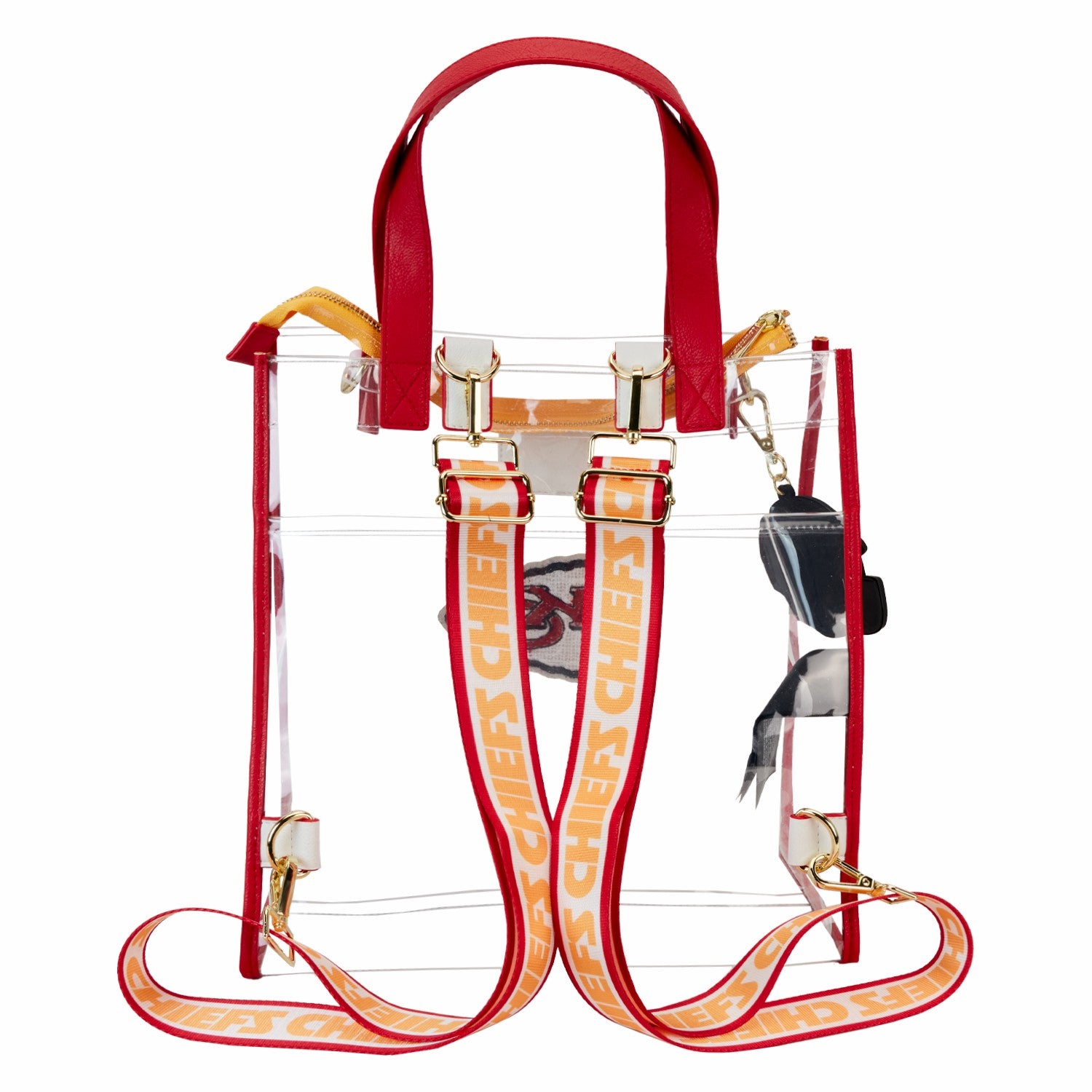 Loungefly NFL Kansas City Chiefs Clear Convertible Backpack & Tote Crossbody Stadium Bag