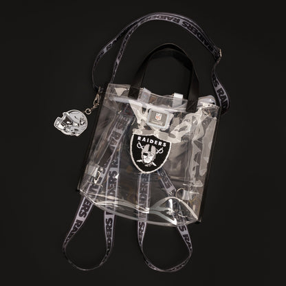 Loungefly NFL Las Vegas Raiders Clear Convertible Backpack & Tote Crossbody Stadium Bag