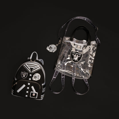 Loungefly NFL Las Vegas Raiders Clear Convertible Backpack & Tote Crossbody Stadium Bag