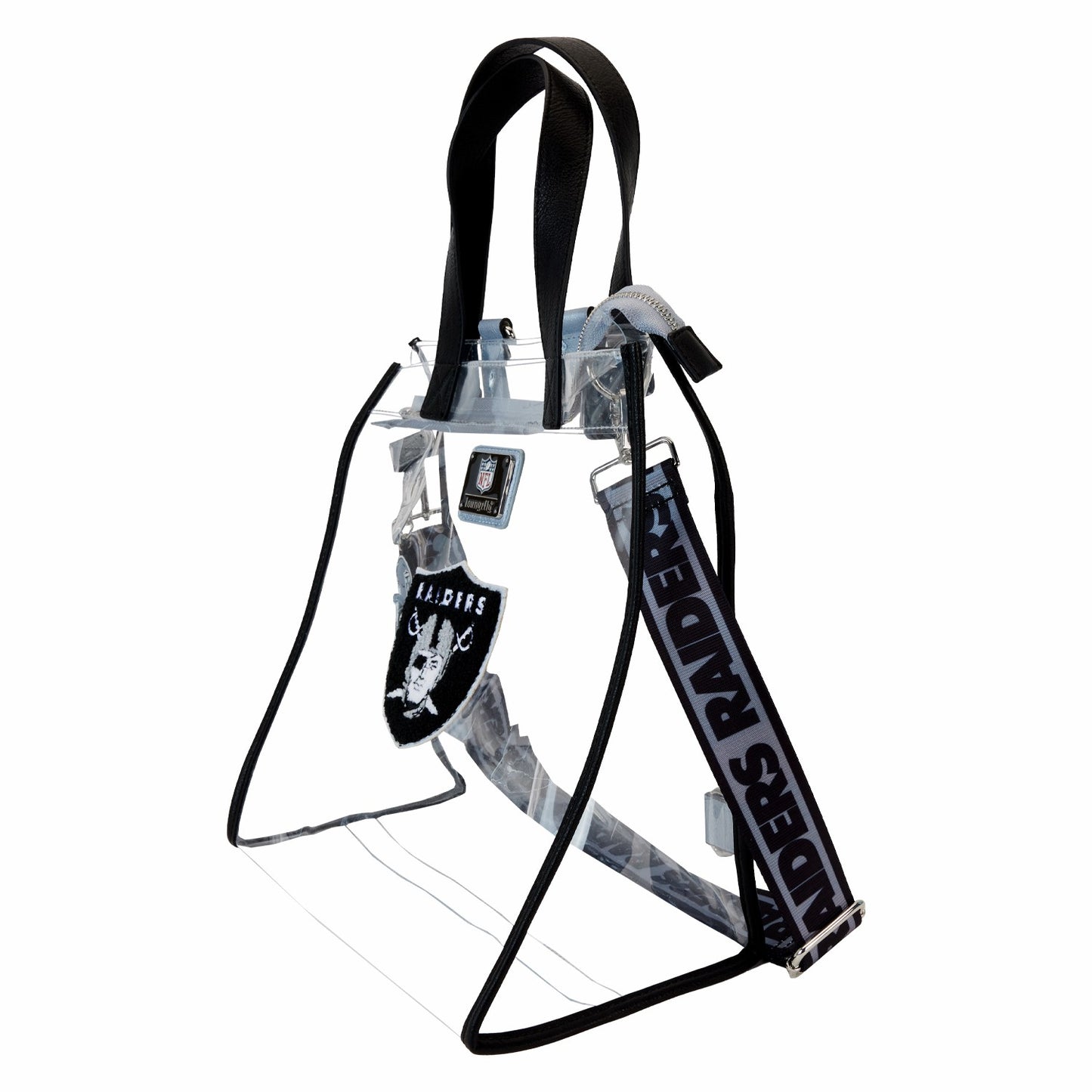 Loungefly NFL Las Vegas Raiders Clear Convertible Backpack & Tote Crossbody Stadium Bag