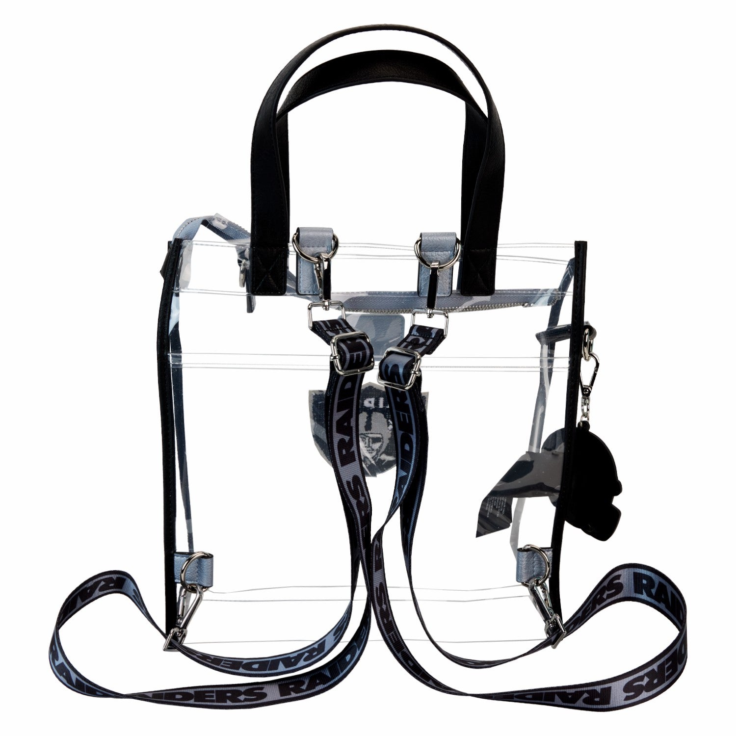 Loungefly NFL Las Vegas Raiders Clear Convertible Backpack & Tote Crossbody Stadium Bag