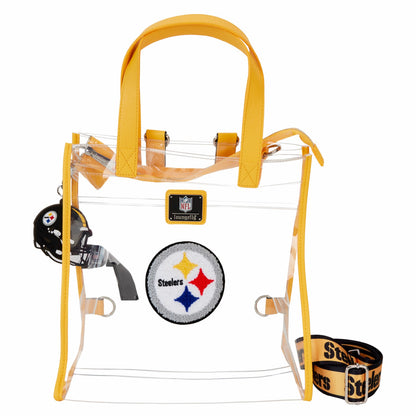 Loungefly NFL Pittsburgh Steelers Clear Convertible Backpack & Tote Crossbody Stadium Bag