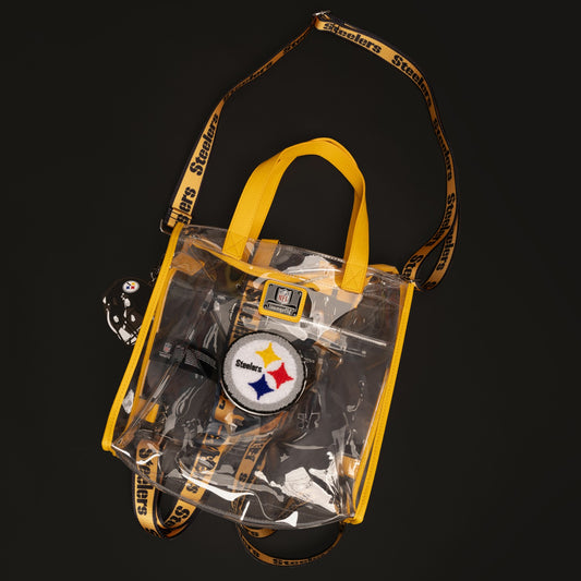 Loungefly NFL Pittsburgh Steelers Clear Convertible Backpack & Tote Crossbody Stadium Bag