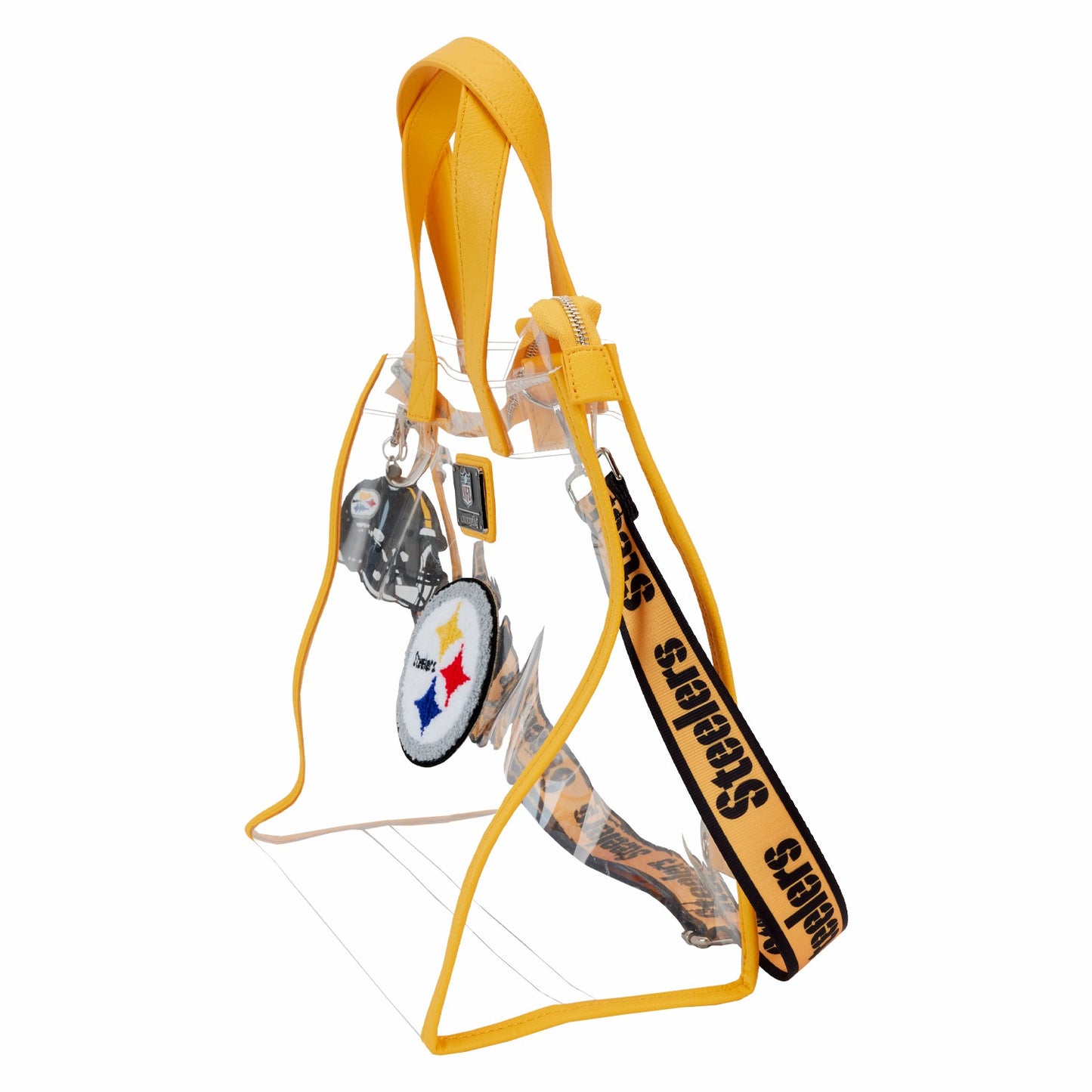 Loungefly NFL Pittsburgh Steelers Clear Convertible Backpack & Tote Crossbody Stadium Bag