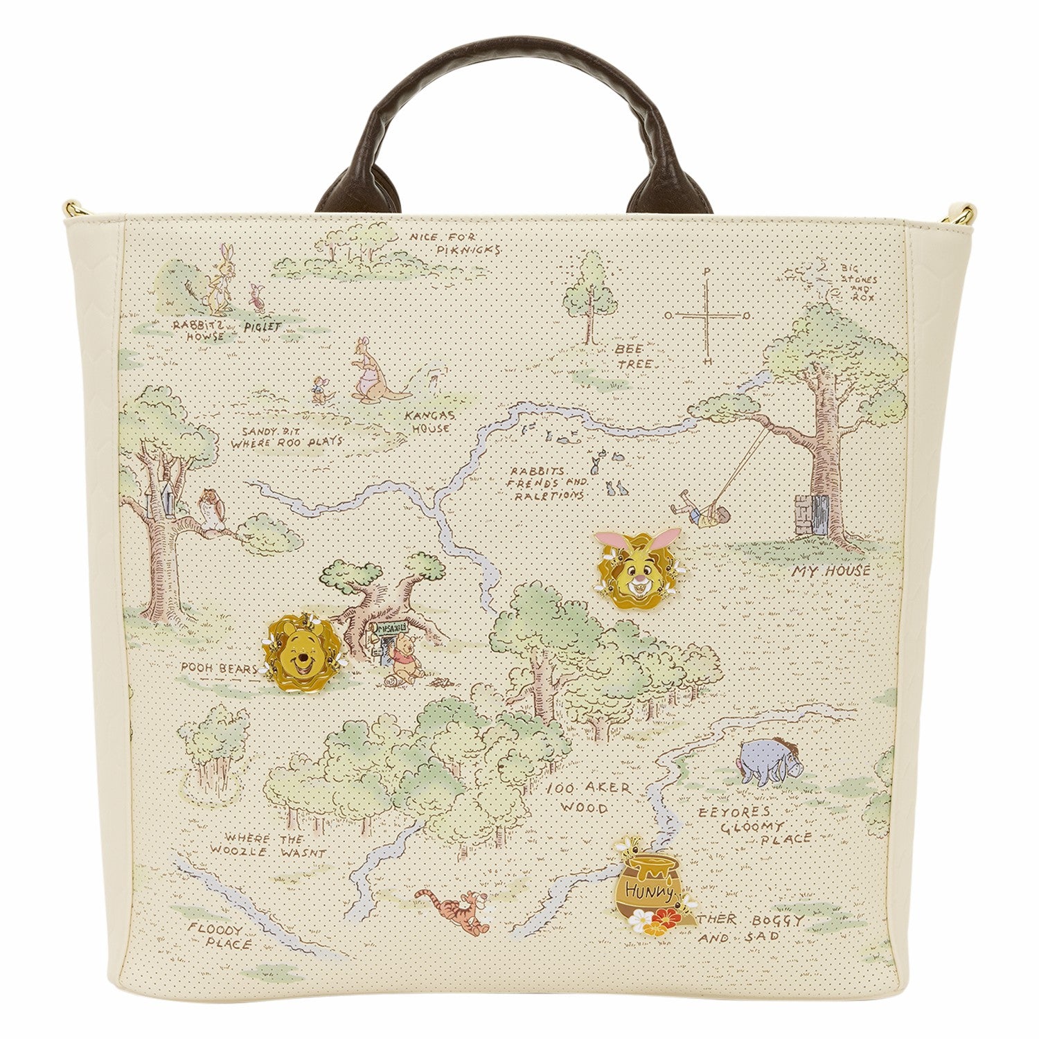 Loungefly Winnie the Pooh Hundred Acre Wood Tote Pin Trader Crossbody Bag