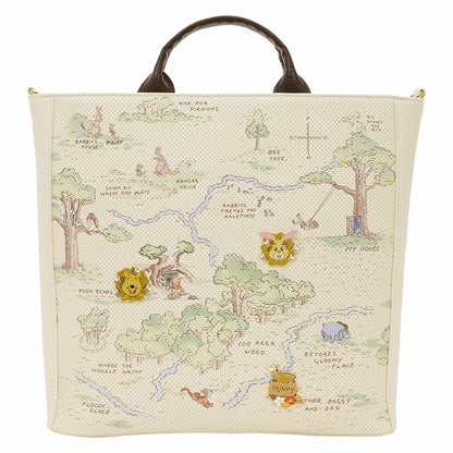 Loungefly Winnie the Pooh Hundred Acre Wood Tote Pin Trader Crossbody Bag