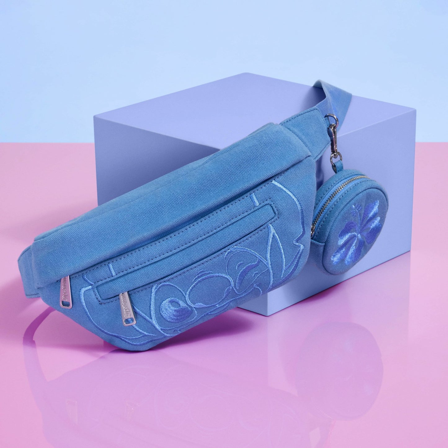 Loungefly Stitch Ohana Canvas Convertible Belt Bag with Coin Bag