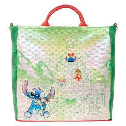 Loungefly Lilo & Stitch Holiday Tote Pin Trader Crossbody Bag