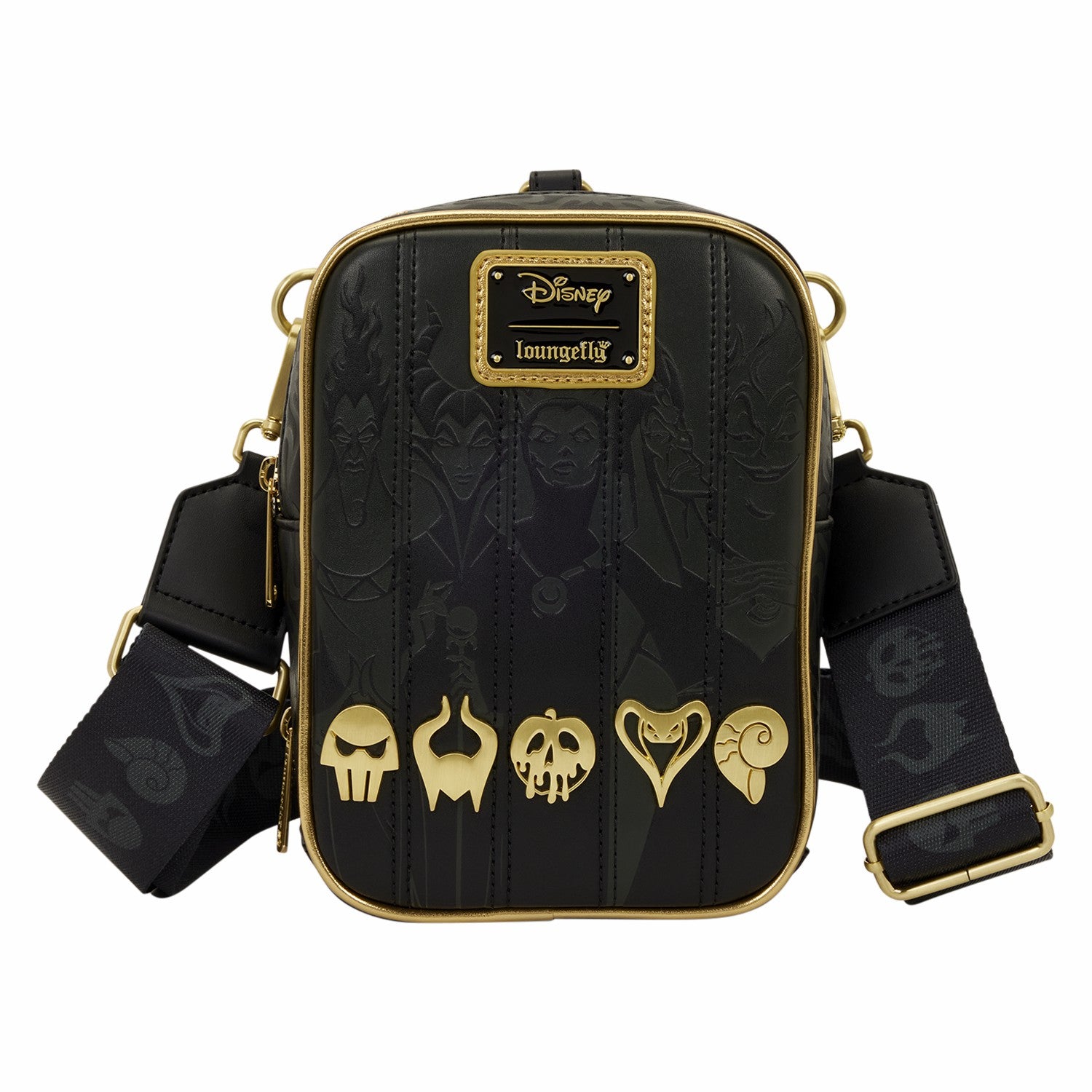 Loungefly Disney Villains Exclusive Black & Gold Sling Crossbody Bag