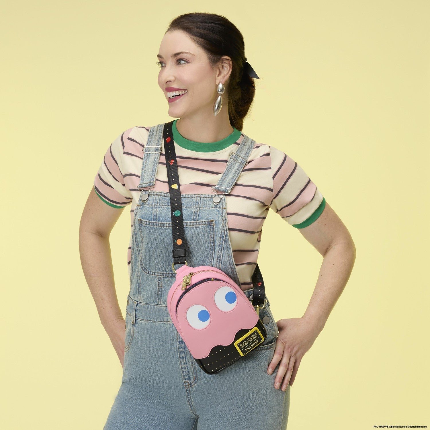 Loungefly PAC-MAN Pinky Ghost Glow Sling Crossbody Bag